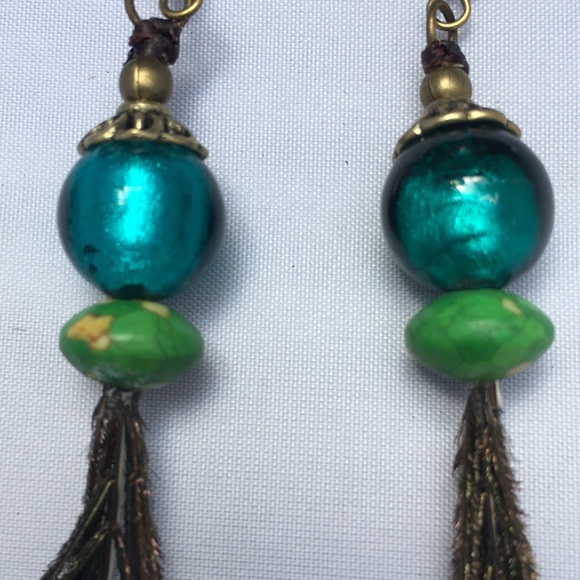 New! Bohemian Peacock Tassel Earrings - Picture 5 of 10